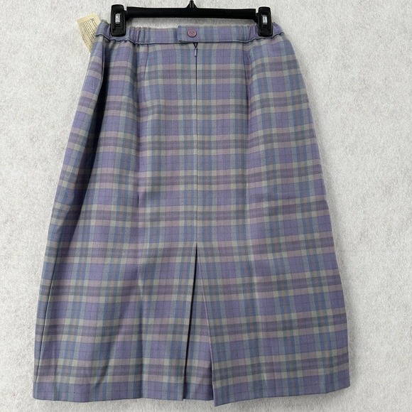 NWT Dunedin Wool Skirt Suit Size 10 Lavendar Purple Plaid Woolmark Midi READ - Picture 12 of 16